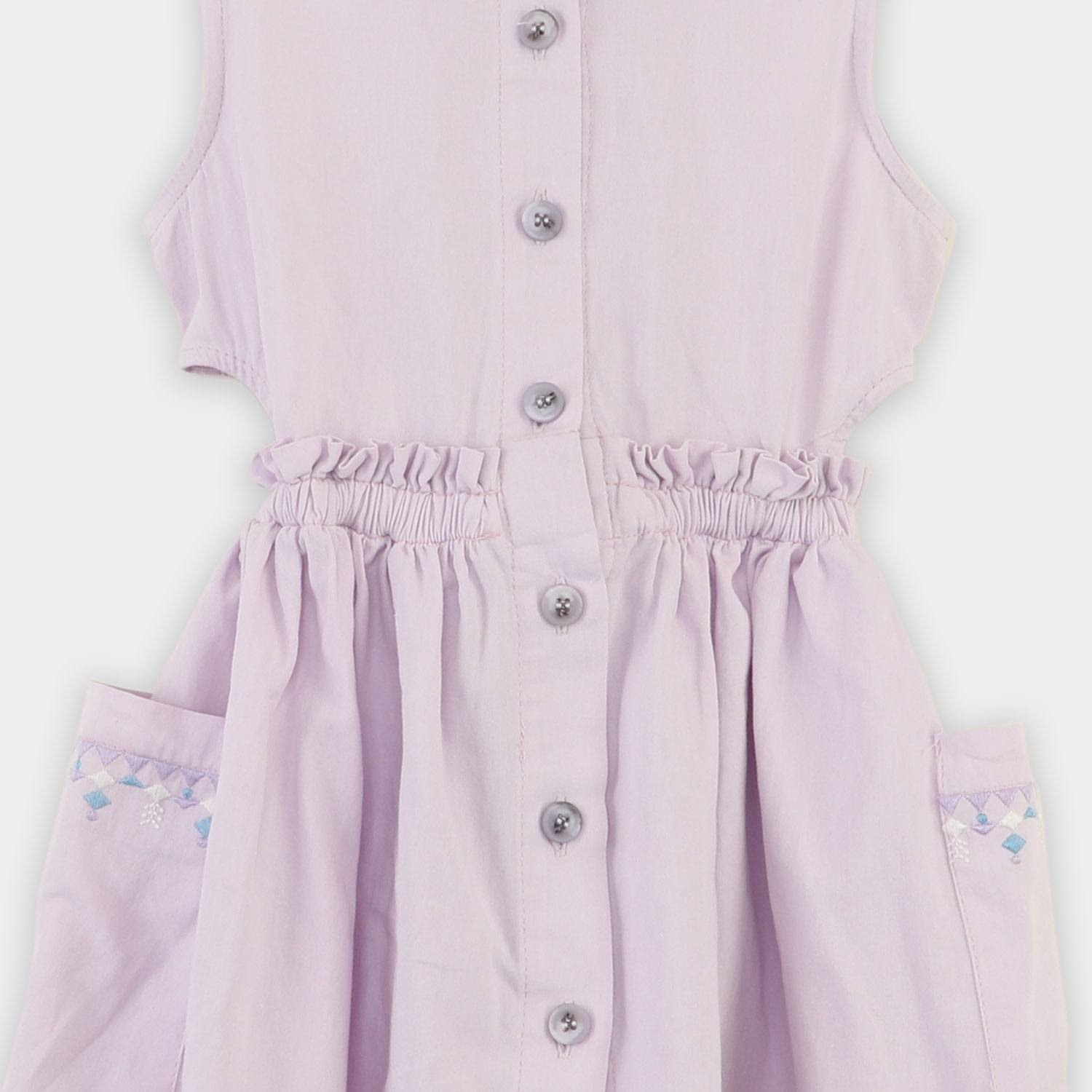 پیراهن کتان کمر کش آستین حلقه ای