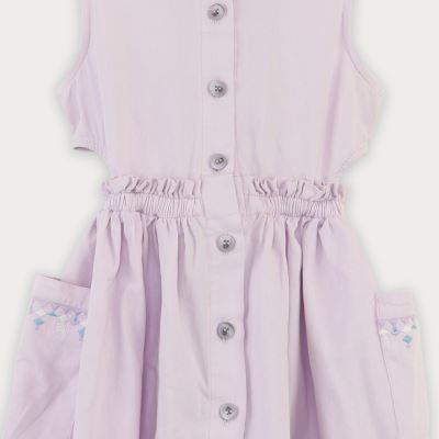 پیراهن کتان کمر کش آستین حلقه ای