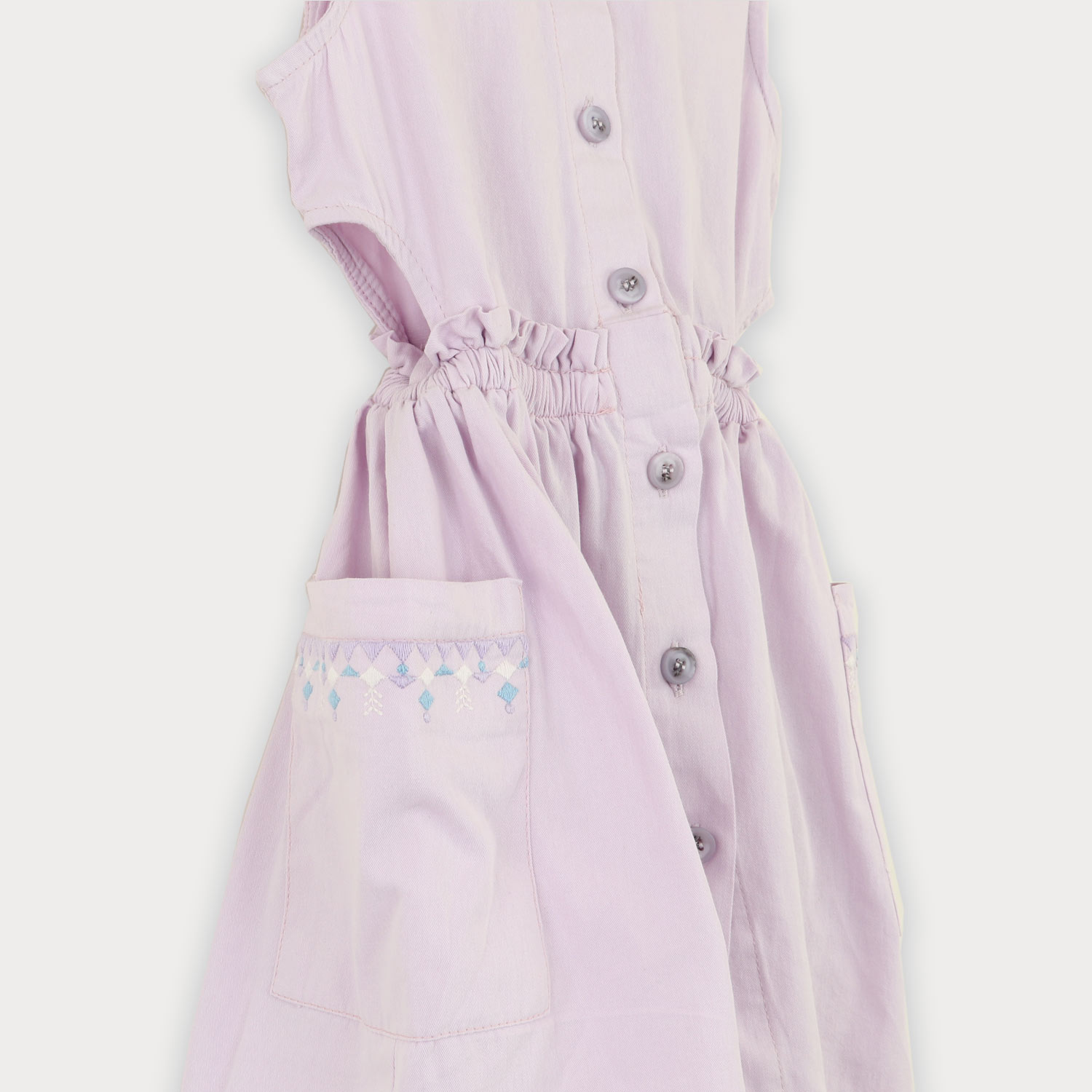 پیراهن کتان کمر کش آستین حلقه ای