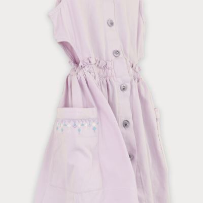 پیراهن کتان کمر کش آستین حلقه ای