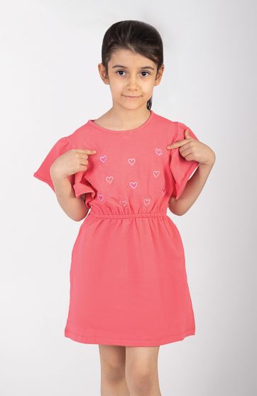 پیراهن یکرو لایکرا لمه دار آستین کوتاه والان دار