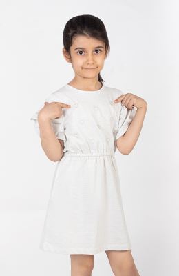 پیراهن یکرو لایکرا لمه دار آستین کوتاه والان دار