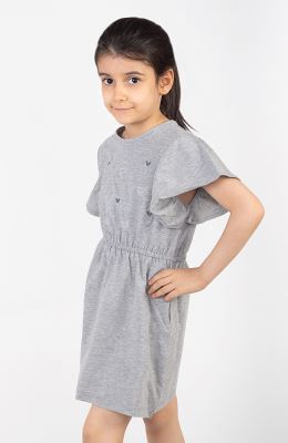 پیراهن یکرو لایکرا لمه دار آستین کوتاه والان دار