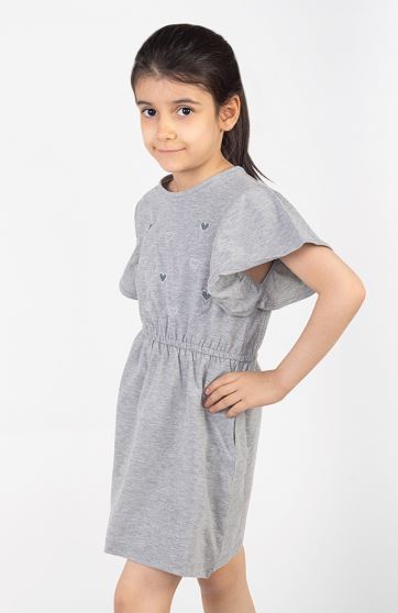 پیراهن یکرو لایکرا لمه دار آستین کوتاه والان دار