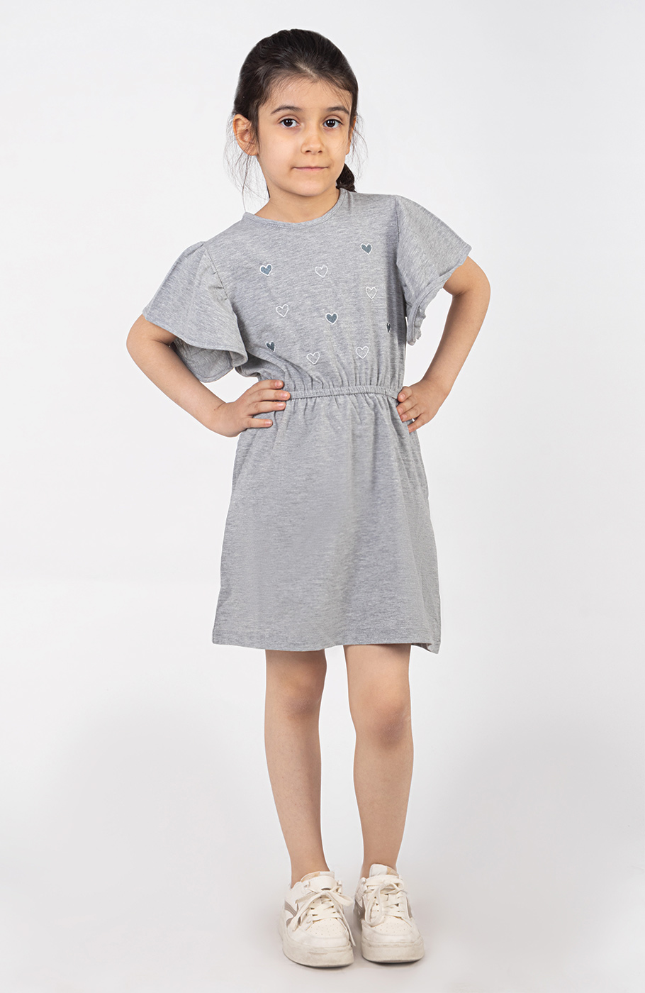 پیراهن یکرو لایکرا لمه دار آستین کوتاه والان دار