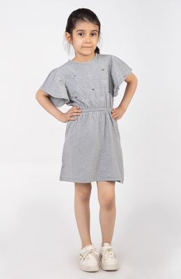 پیراهن یکرو لایکرا لمه دار آستین کوتاه والان دار