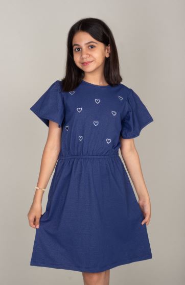 پیراهن یکرو لایکرا لمه دار آستین کوتاه والان دار