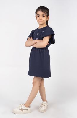 پیراهن یکرو لایکرا لمه دار آستین کوتاه والان دار