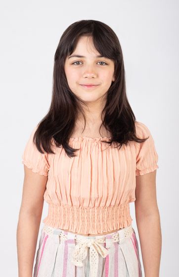 بلوز نیم تنه وال طرح راه راه برجسته آستین کوتاه