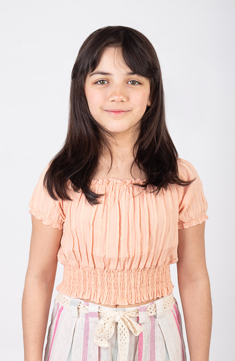 بلوز نیم تنه وال طرح راه راه برجسته آستین کوتاه