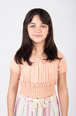 بلوز نیم تنه وال طرح راه راه برجسته آستین کوتاه