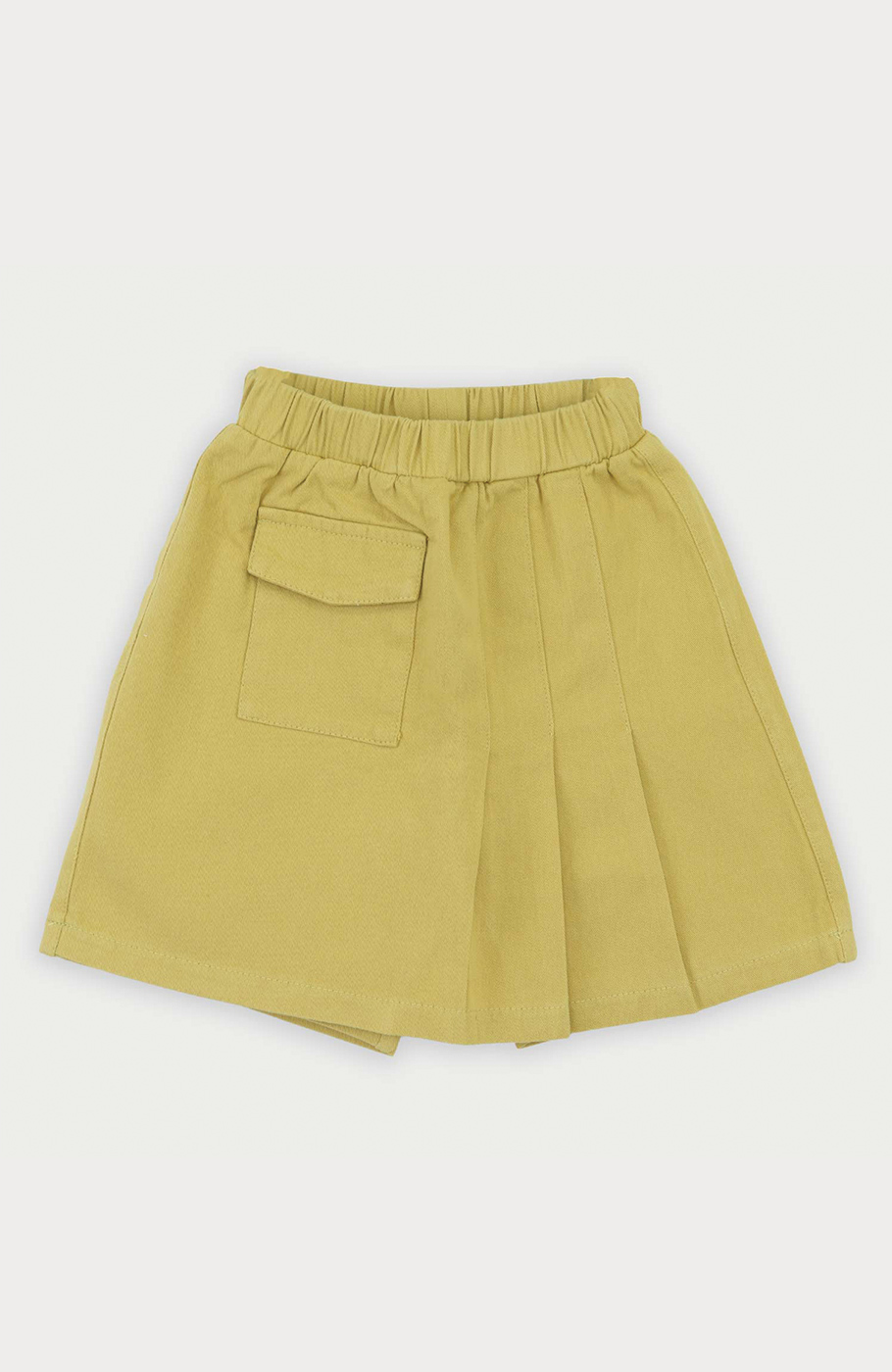 شلوارک کتان طرح دامن پیلی دار