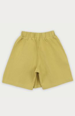 شلوارک کتان طرح دامن پیلی دار