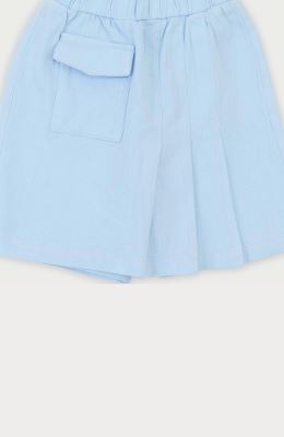 شلوارک کتان طرح دامن پیلی دار