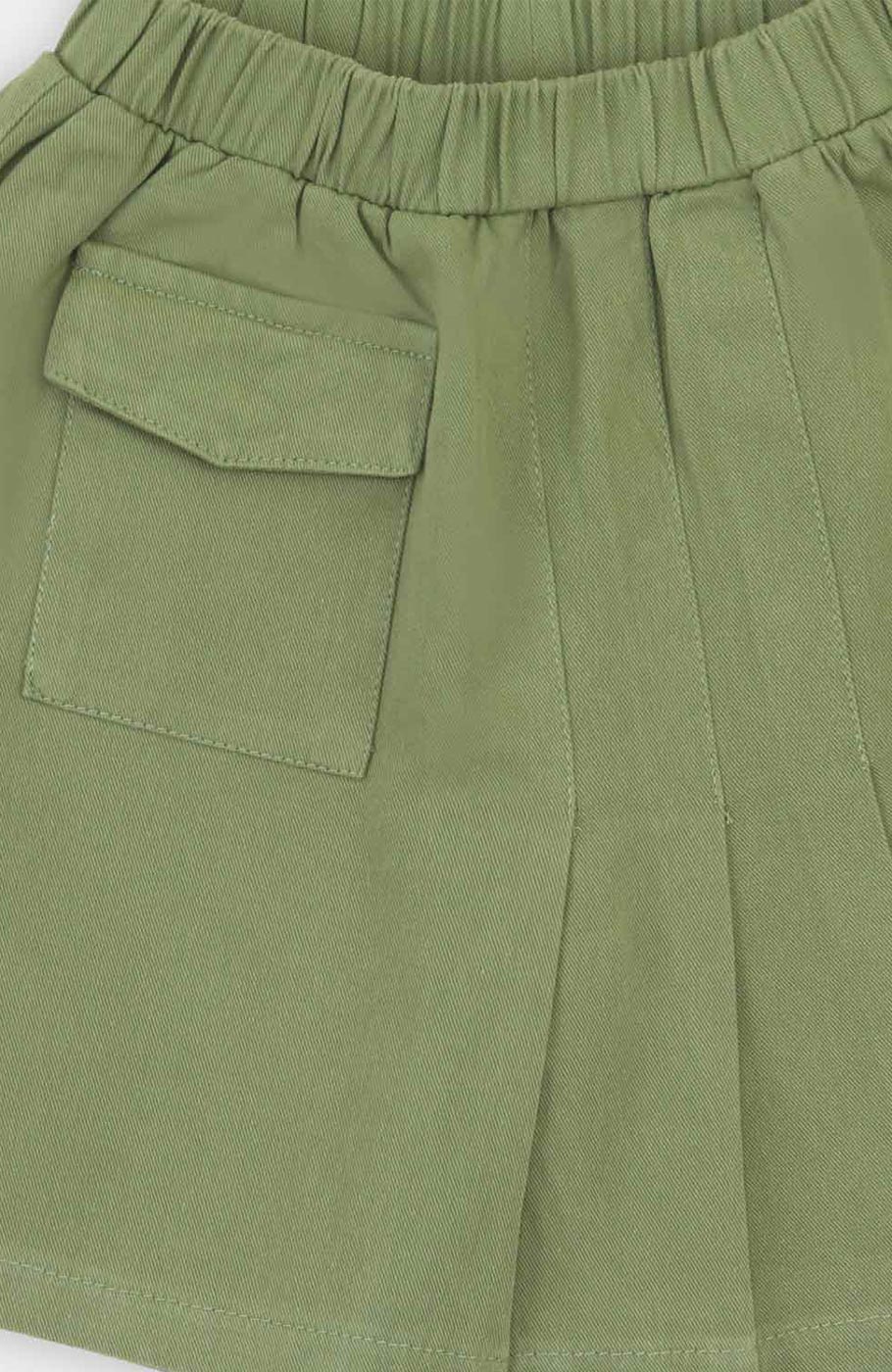 شلوارک کتان طرح دامن پیلی دار