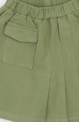 شلوارک کتان طرح دامن پیلی دار