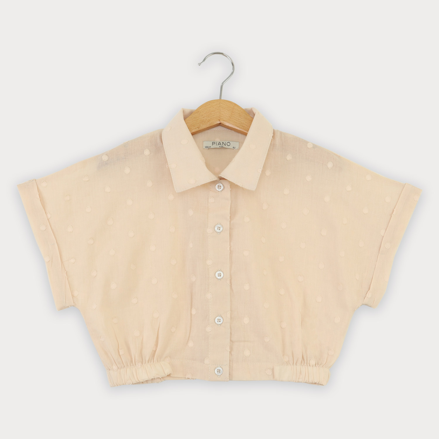 شومیز وال خالدار آستین کوتاه و تاپ یکرو لایکرا