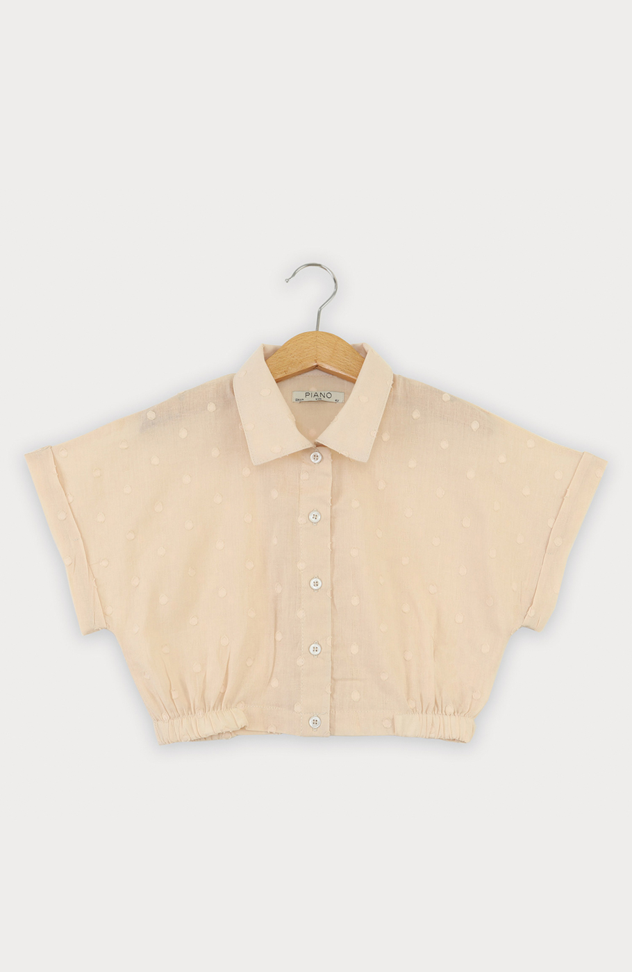 شومیز وال خالدار آستین کوتاه و تاپ یکرو لایکرا