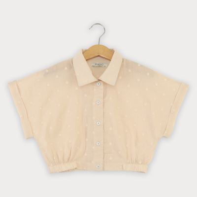 شومیز وال خالدار آستین کوتاه و تاپ یکرو لایکرا