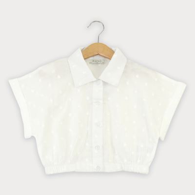 شومیز وال خالدار آستین کوتاه و تاپ یکرو لایکرا