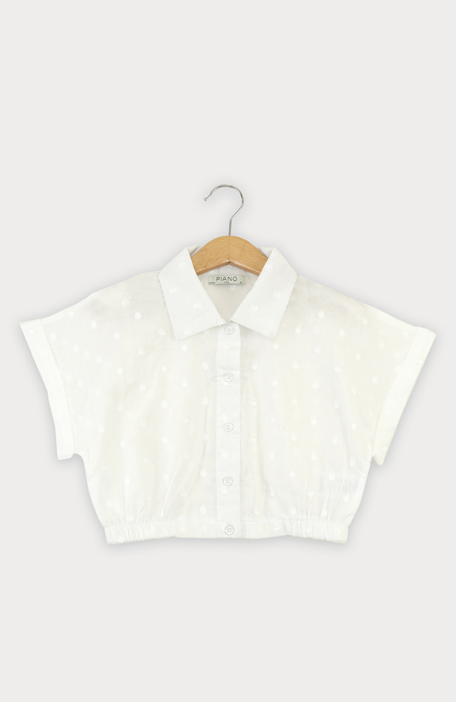 شومیز وال خالدار آستین کوتاه و تاپ یکرو لایکرا