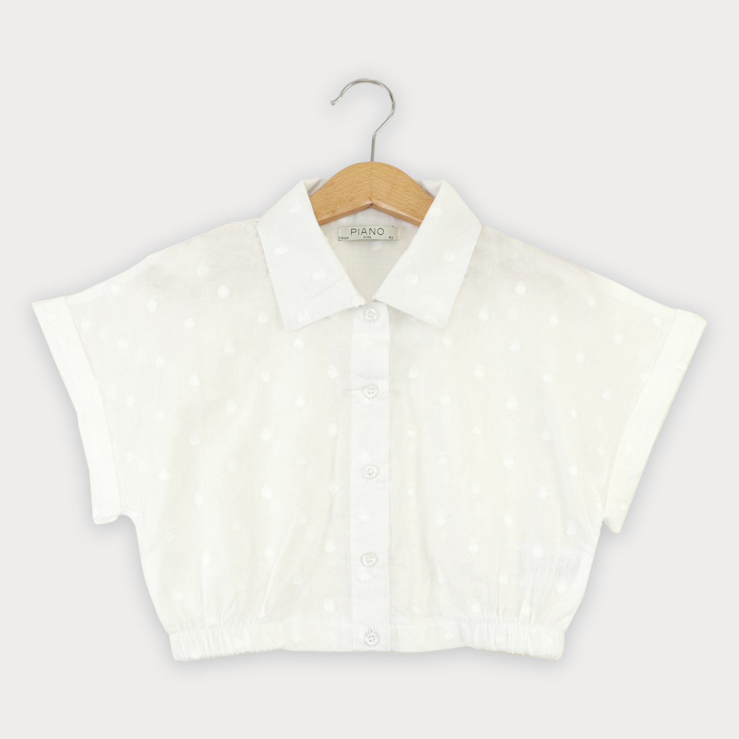 شومیز وال خالدار آستین کوتاه و تاپ یکرو لایکرا