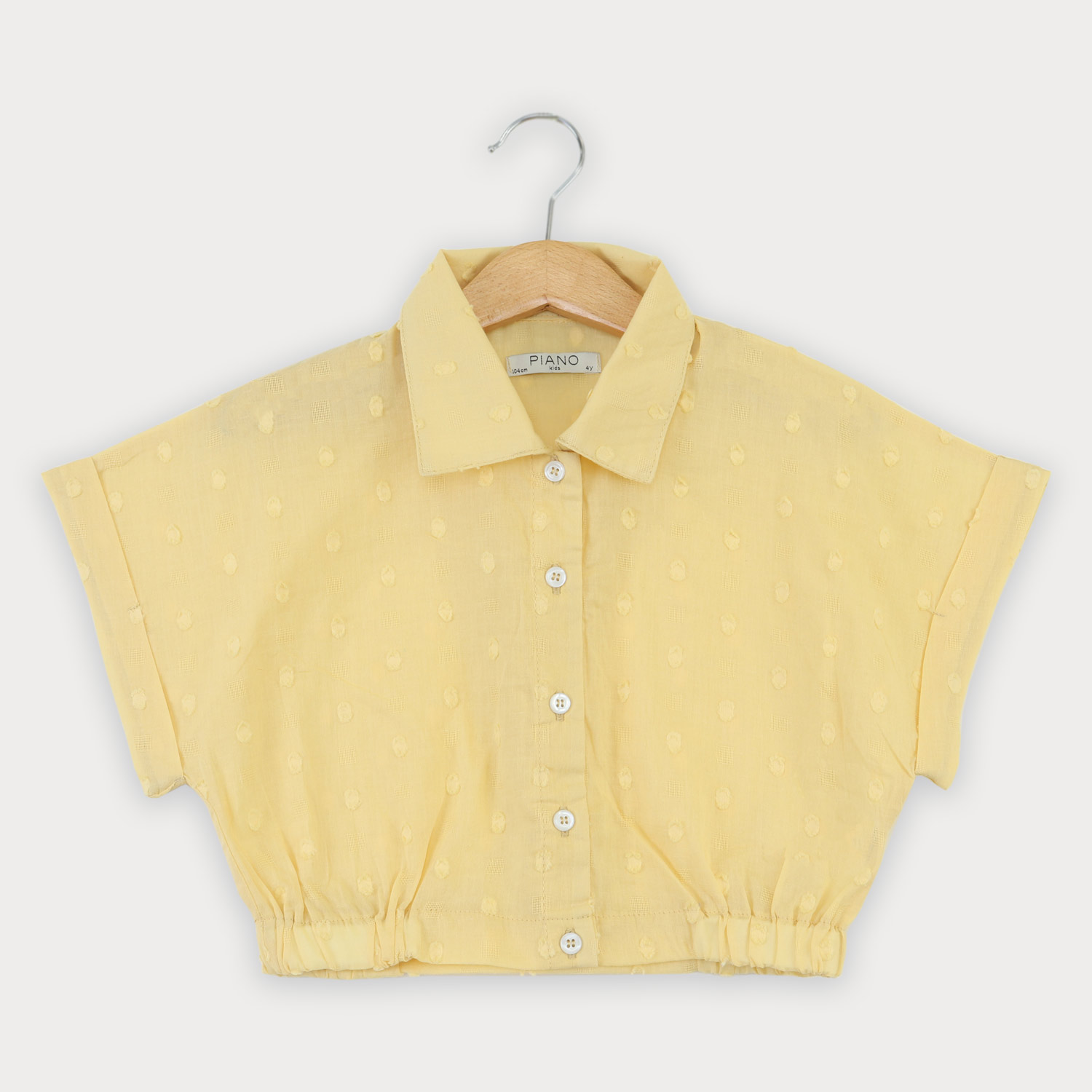 شومیز وال خالدار آستین کوتاه و تاپ یکرو لایکرا