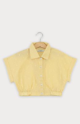 شومیز وال خالدار آستین کوتاه و تاپ یکرو لایکرا