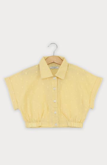 شومیز وال خالدار آستین کوتاه و تاپ یکرو لایکرا