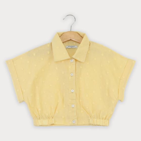 شومیز وال خالدار آستین کوتاه و تاپ یکرو لایکرا