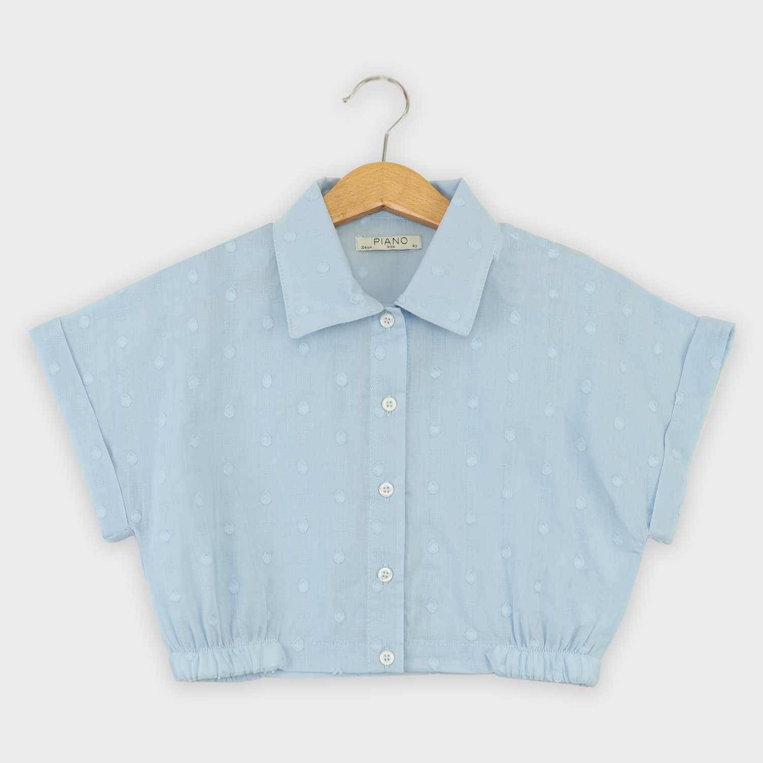 شومیز وال خالدار آستین کوتاه و تاپ یکرو لایکرا