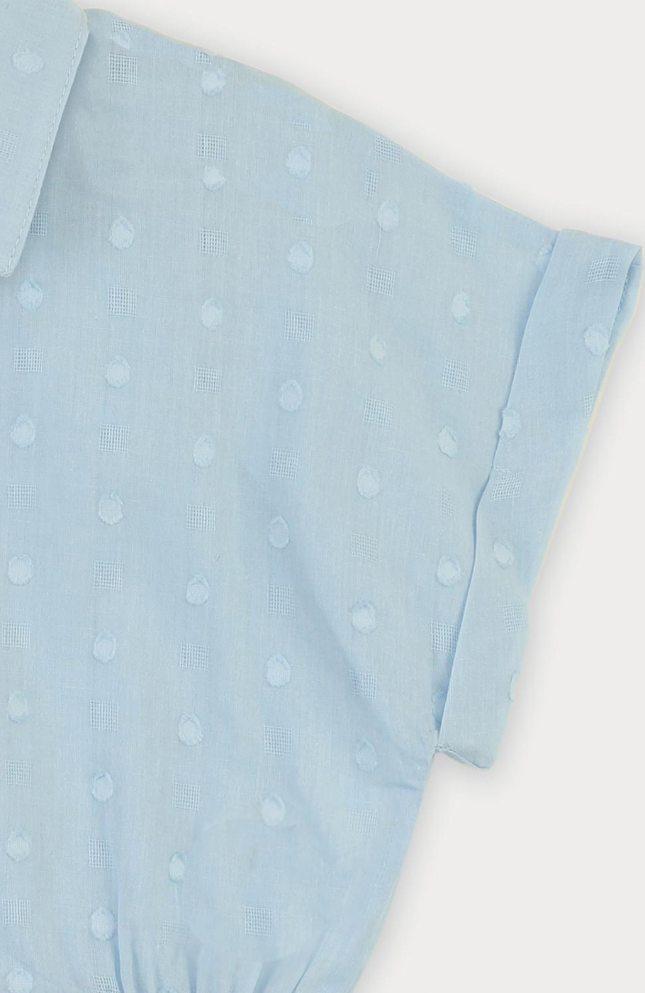 شومیز وال خالدار آستین کوتاه و تاپ یکرو لایکرا