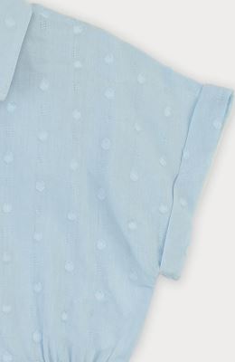 شومیز وال خالدار آستین کوتاه و تاپ یکرو لایکرا