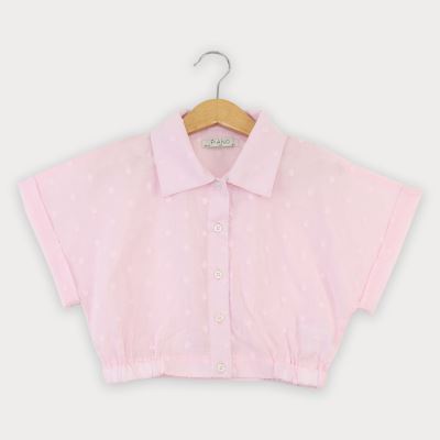 شومیز وال خالدار آستین کوتاه و تاپ یکرو لایکرا