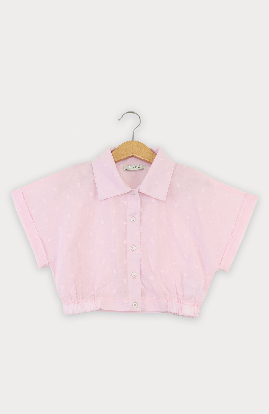 شومیز وال خالدار آستین کوتاه و تاپ یکرو لایکرا