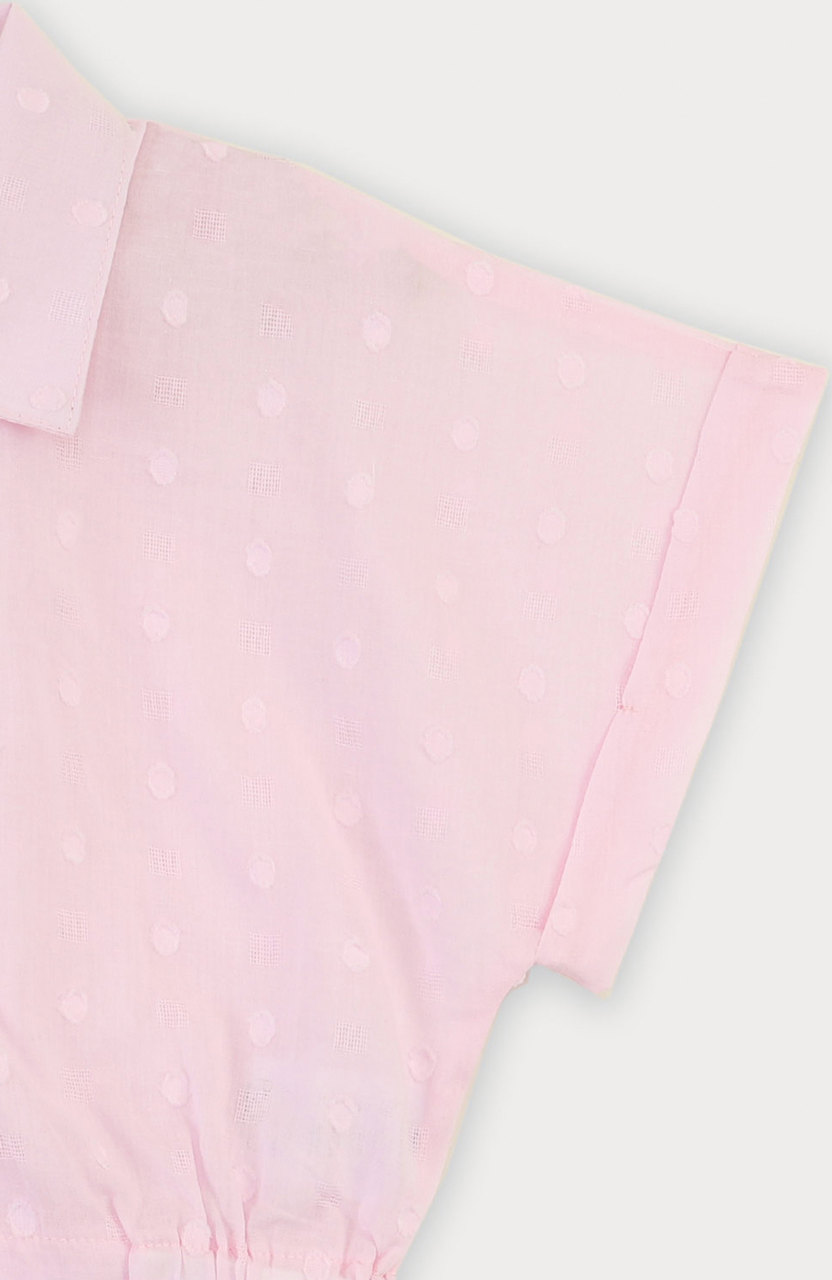 شومیز وال خالدار آستین کوتاه و تاپ یکرو لایکرا