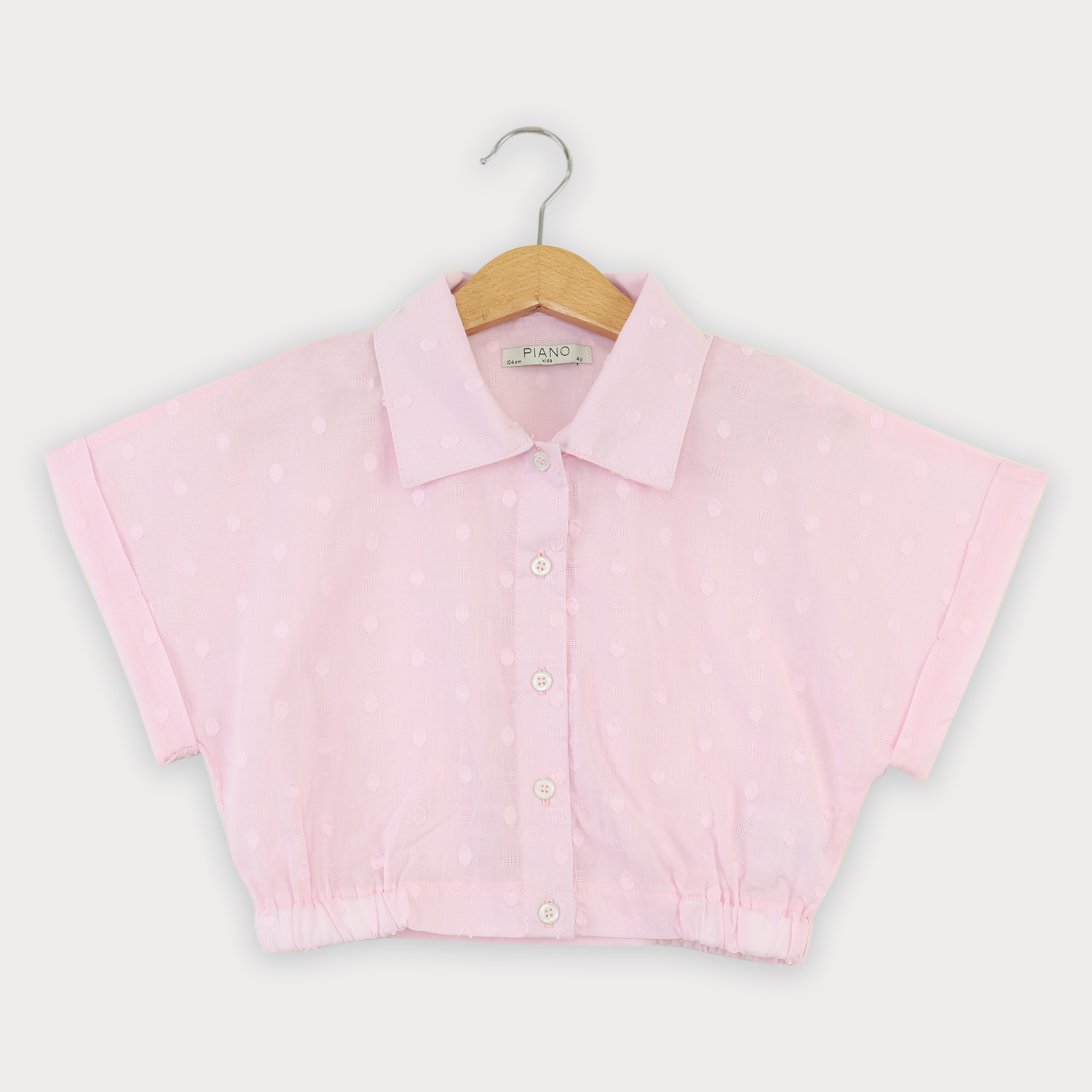 شومیز وال خالدار آستین کوتاه و تاپ یکرو لایکرا