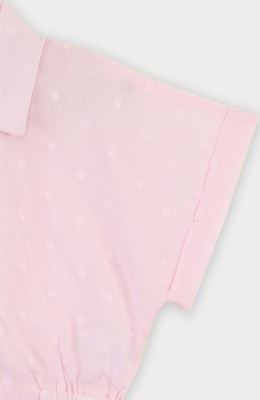 شومیز وال خالدار آستین کوتاه و تاپ یکرو لایکرا