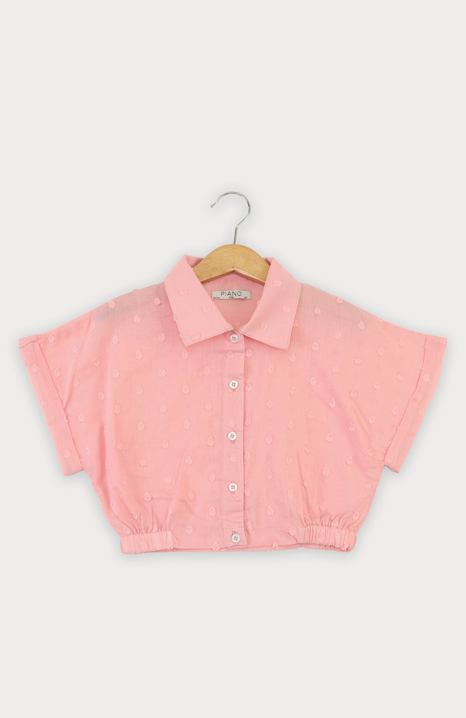 شومیز وال خالدار آستین کوتاه و تاپ یکرو لایکرا