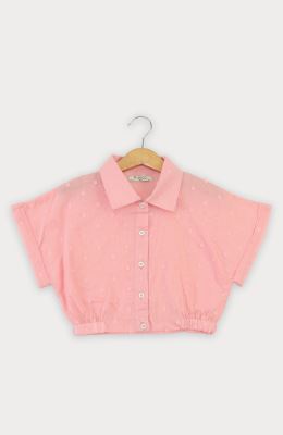 شومیز وال خالدار آستین کوتاه و تاپ یکرو لایکرا