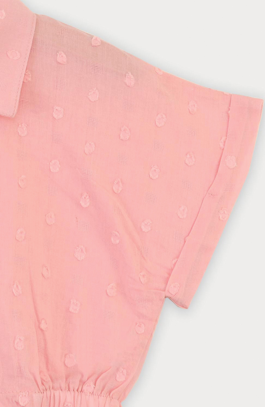 شومیز وال خالدار آستین کوتاه و تاپ یکرو لایکرا