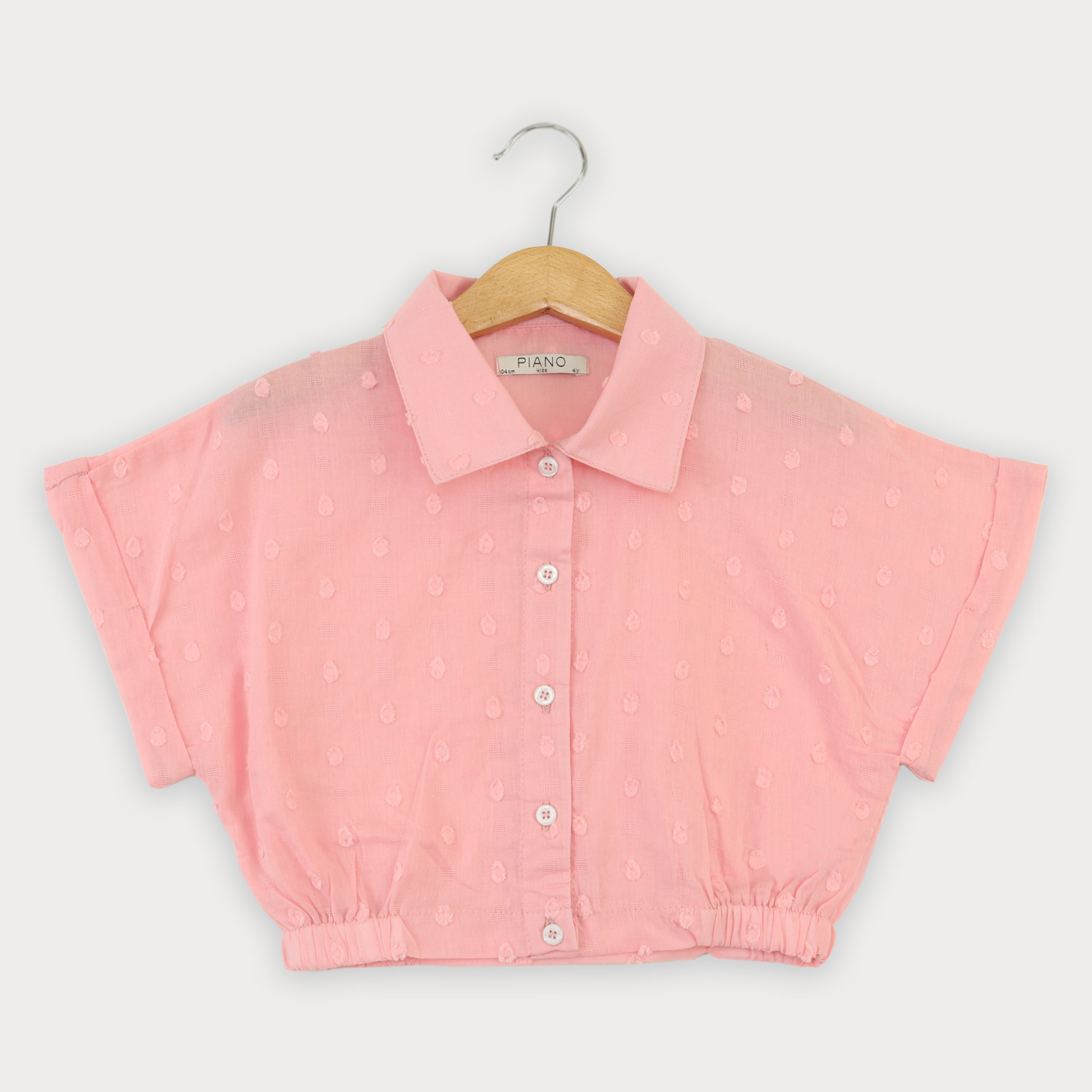 شومیز وال خالدار آستین کوتاه و تاپ یکرو لایکرا