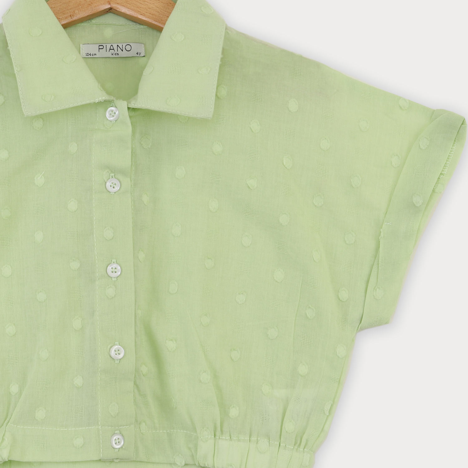 شومیز وال خالدار آستین کوتاه و تاپ یکرو لایکرا