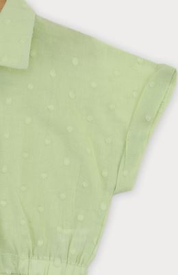 شومیز وال خالدار آستین کوتاه و تاپ یکرو لایکرا