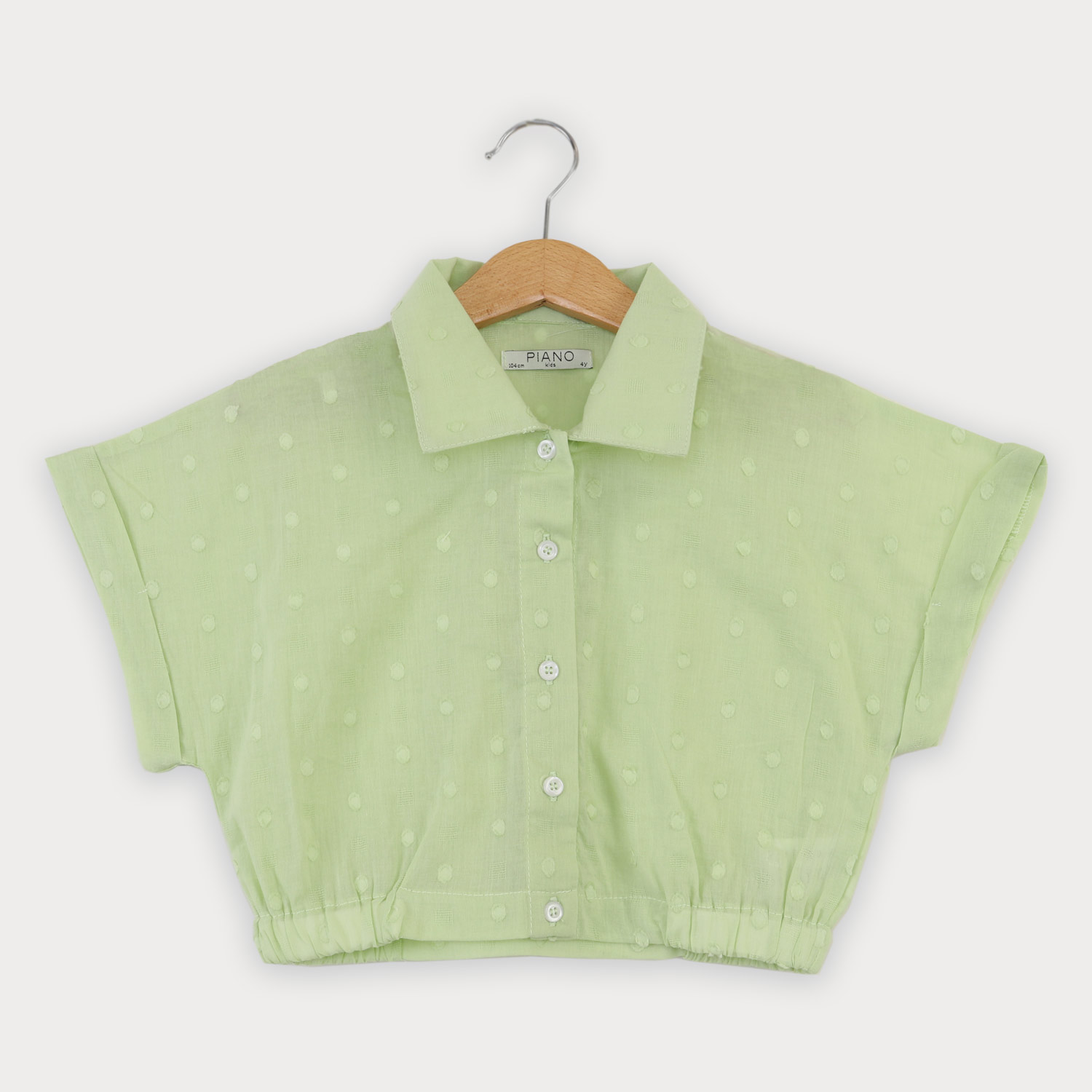 شومیز وال خالدار آستین کوتاه و تاپ یکرو لایکرا