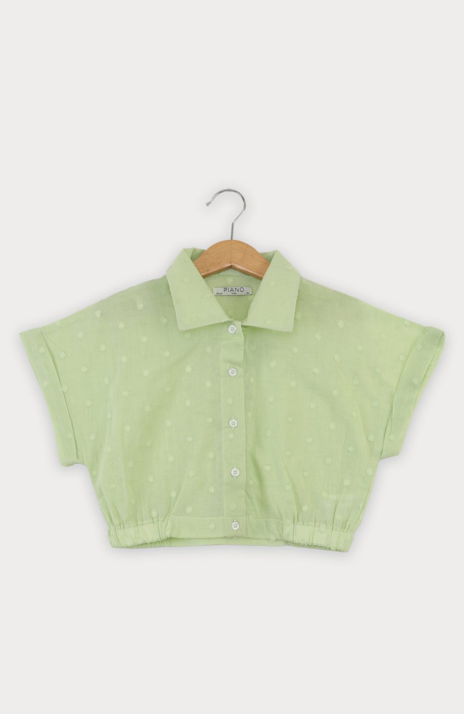 شومیز وال خالدار آستین کوتاه و تاپ یکرو لایکرا