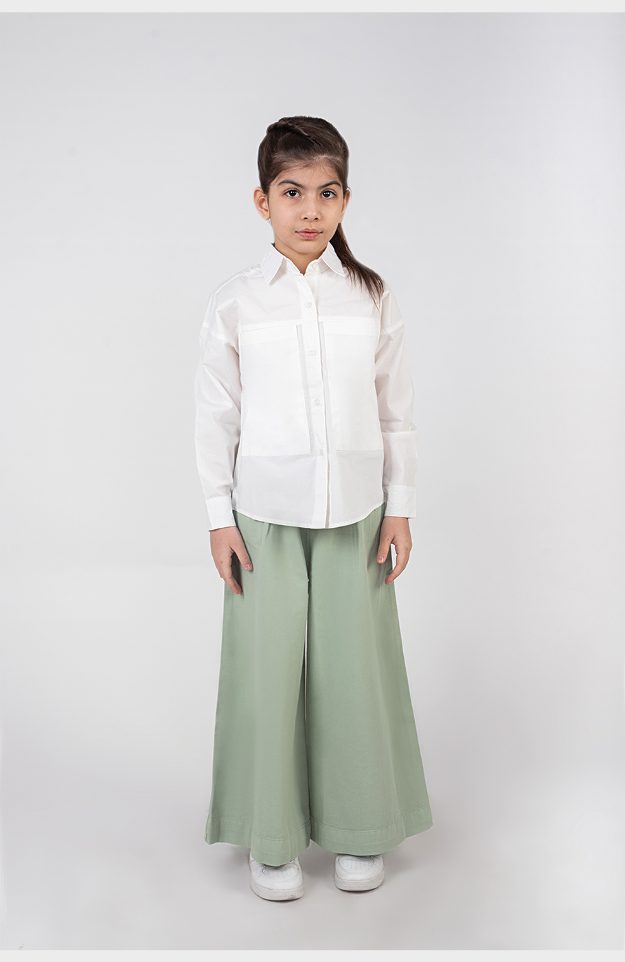 شومیز پوپلین جیب دار آستین بلند