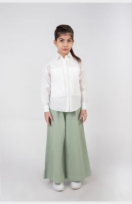 شومیز پوپلین جیب دار آستین بلند