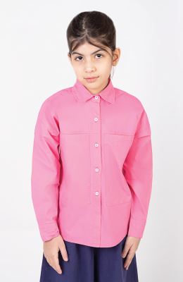 شومیز پوپلین جیب دار آستین بلند