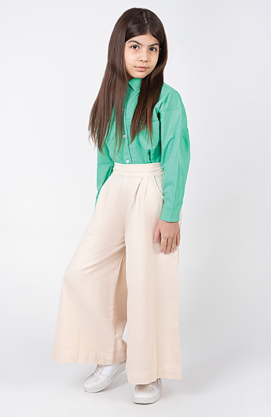 شومیز پوپلین جیب دار آستین بلند